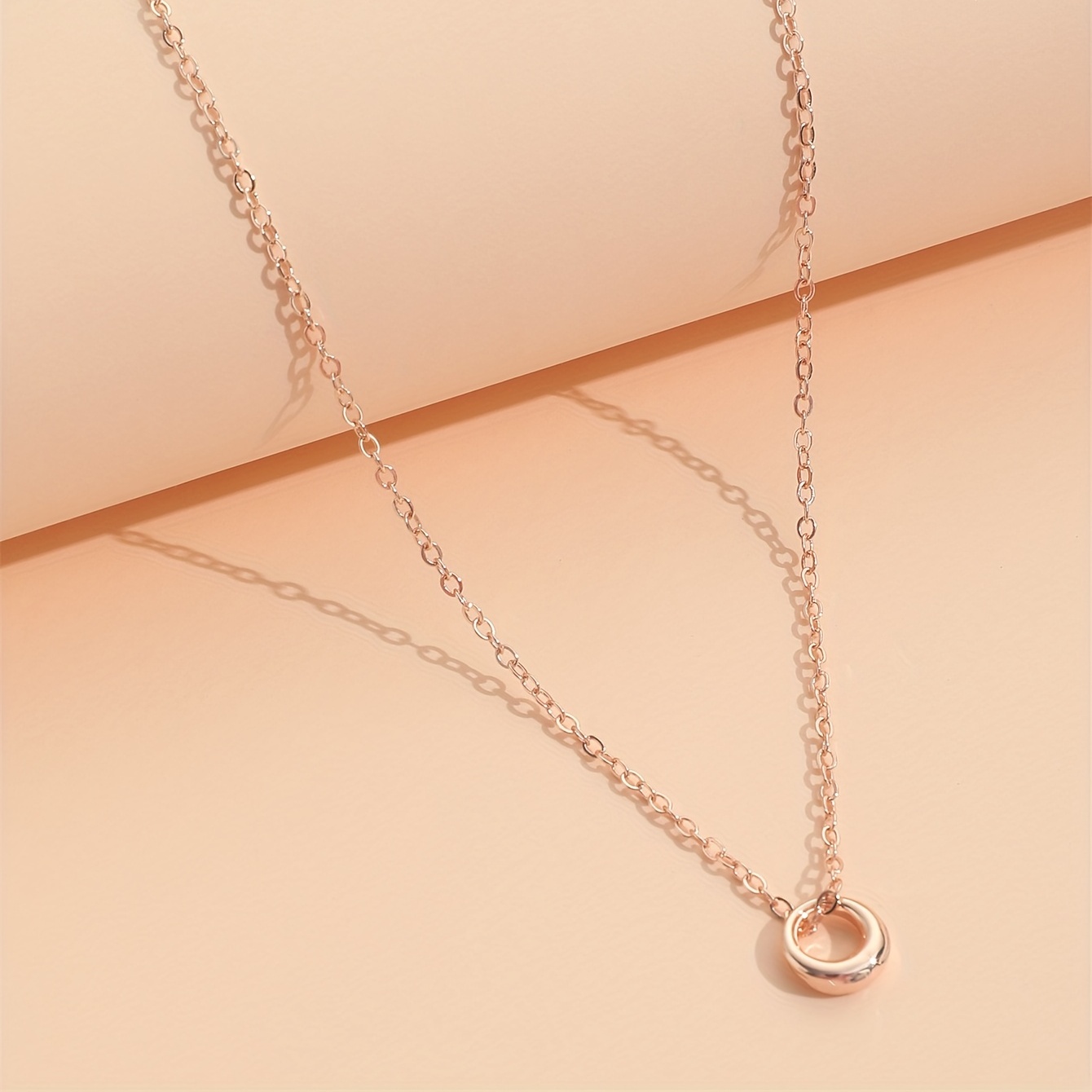 Classic Small Ring Pendant Necklace Silver Color Alloy Simple Design Daily  Wear For Women Ladies Girls