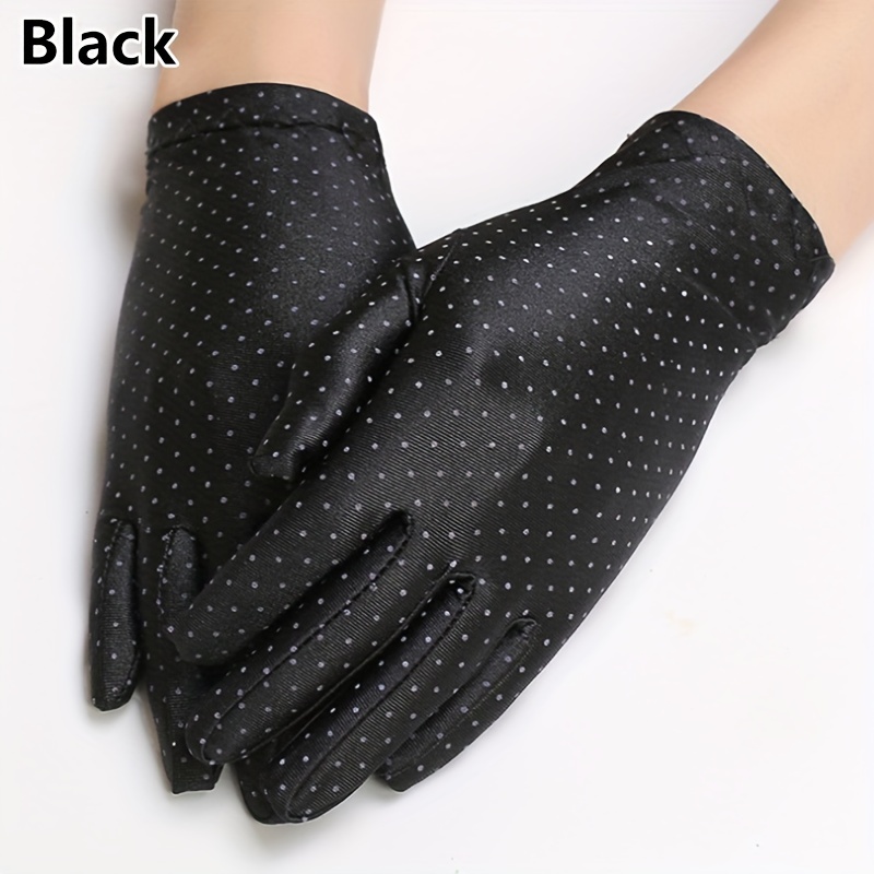 Short Solid Color Spandex Gloves Elegant Style Elastic Etiquette Gloves  Summer Sun Gloves For Women Driving