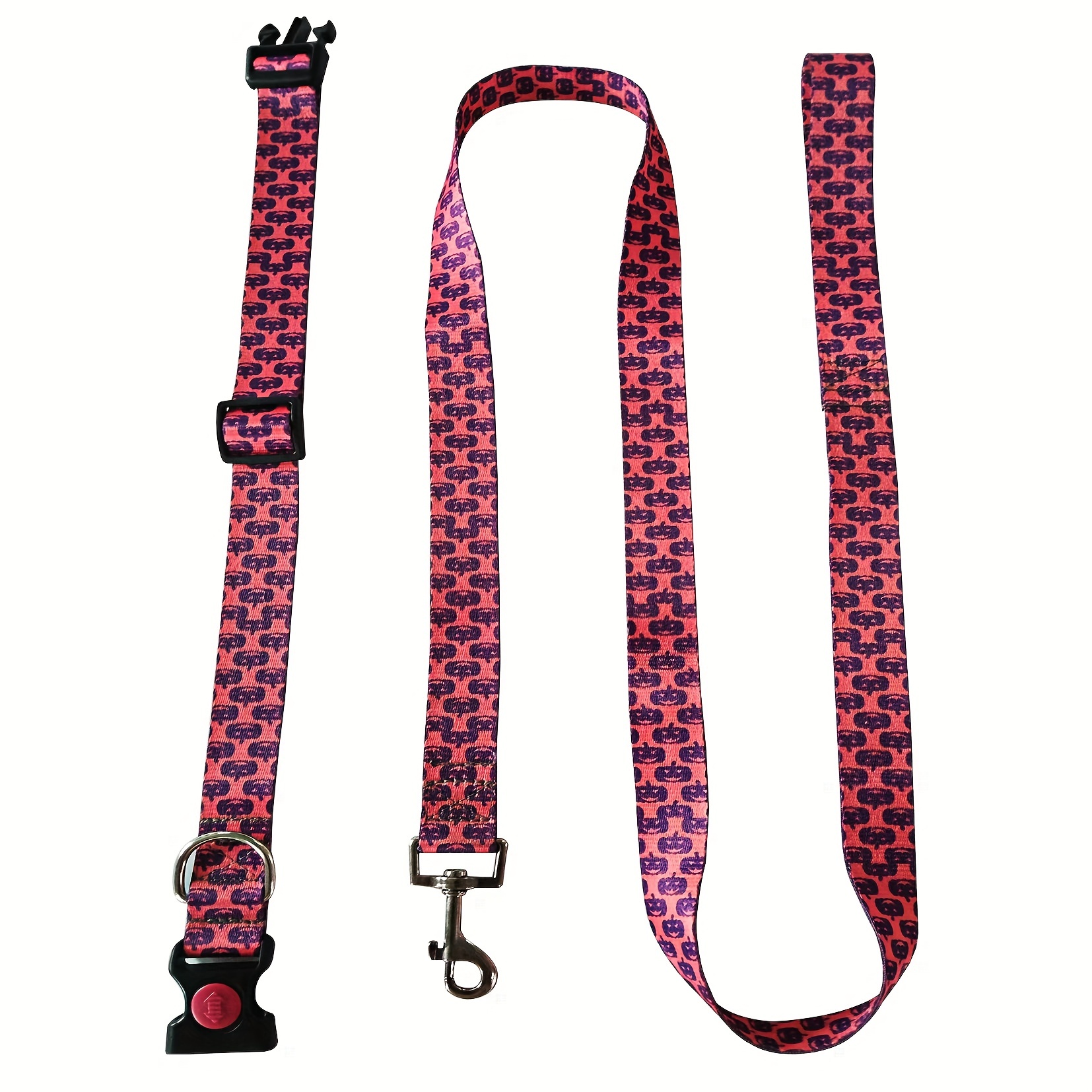 Halloween Demon Pumpkin Print Dog Leash And Collar Set, Adjustable Dog  Collar, Multifunctional Training Dog Rope - Temu