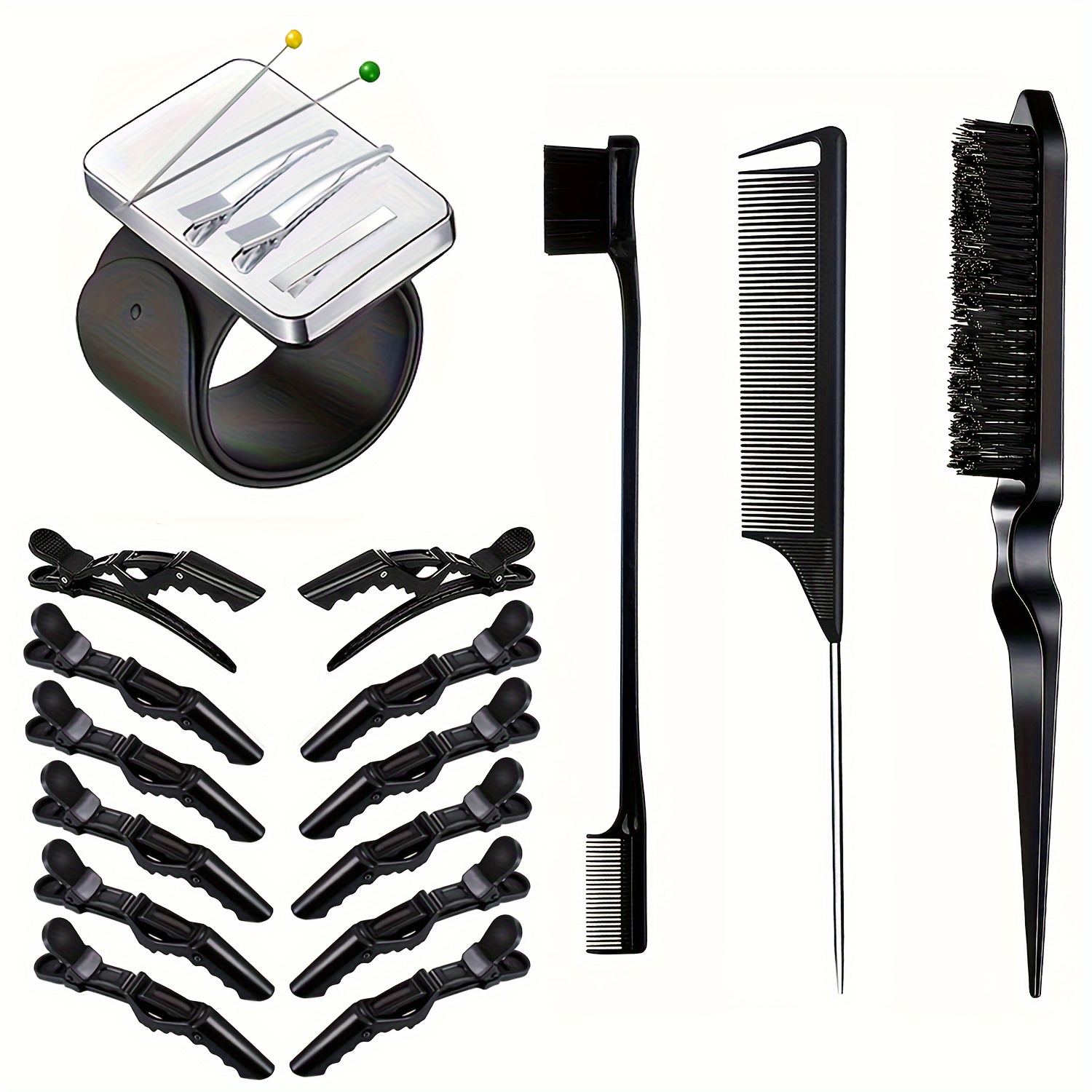 Magnetic Wristband Set For Hair Stylist Pin Wristband Wrist Pin Holder  Braiders Wristband For Gel Silicone Sewing Pincushion With Hair Brush, Rat  Tail Comb, Edge Brush, Hair Clips - Temu South Korea