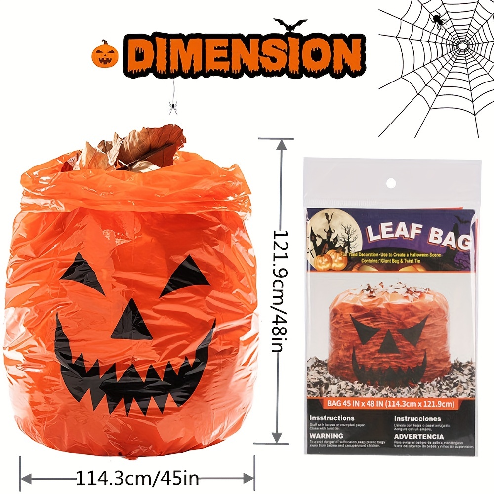 Pumpkin Leaf Bags Decorations - Jack O Lantern Outdoor Yard Fall Lawn and  Leaves Pumpkins Decorating Bag with Ties - 3 Sizes