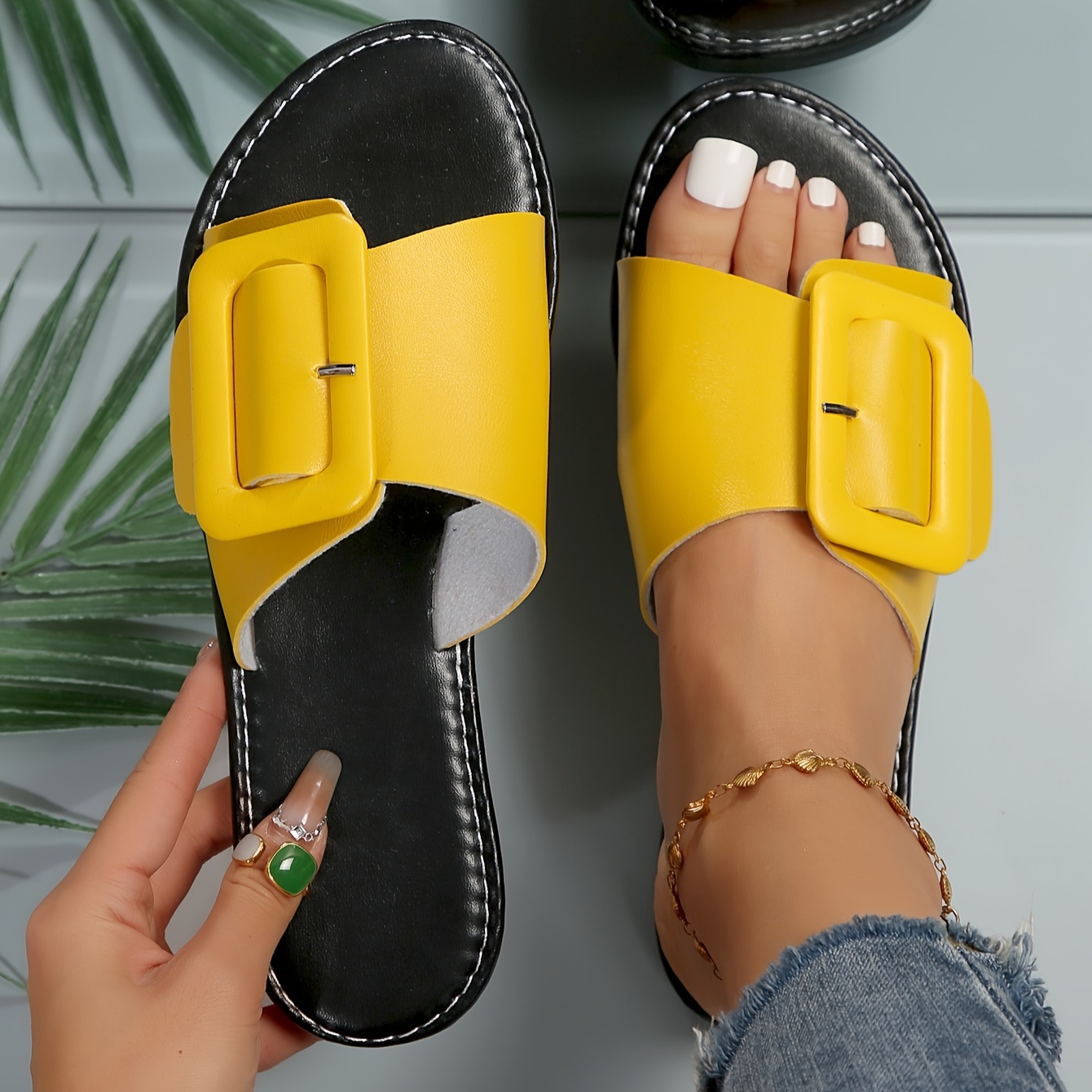 sandalias deslizantes elegantes mujeres talla Temu Dominican