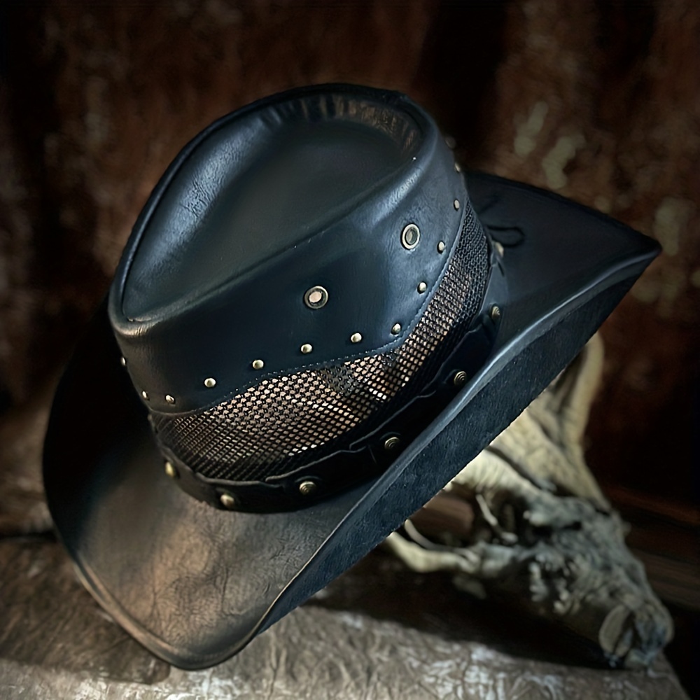 Leather Cowboy Hat - Free Shipping On Items Shipped From Temu United Arab  Emirates