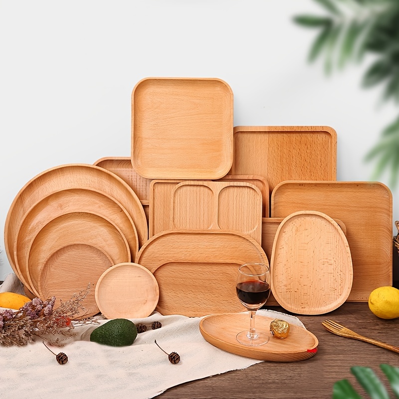 Bandeja redonda de madera de acacia, bandeja decorativa para mesa de  comedor de cocina, bandeja de madera para decoración del hogar, bandeja de  mesa