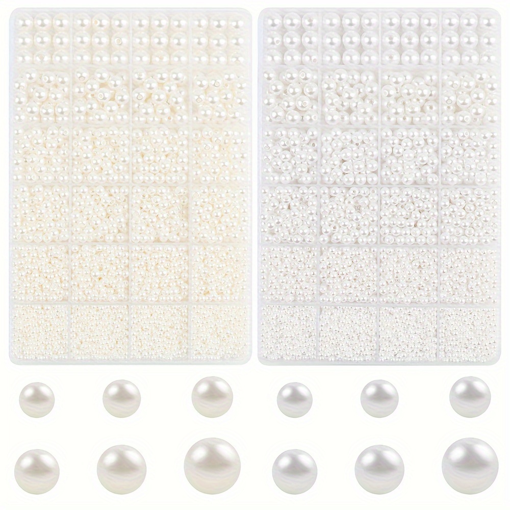 

1set 3/4/5/6/8/10mm White Beige Plastic Beads For Diy Jewelry Bracelet Necklace Earring Making Accessories