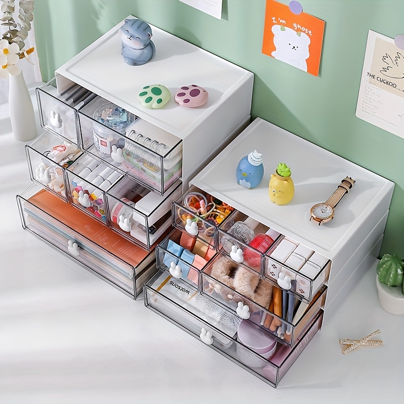 Transparent Small Desk Organizer Desktop Storage With Drawers For Arts  Crafts Stationary Cosmetics Storing Rack Home Organizer - AliExpress