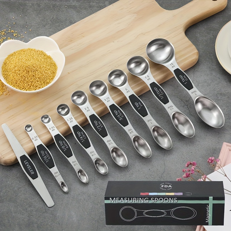 Magnetic Measuring Spoon, Stainless Steel Measuring Spoon, Coffee Measuring  Spoon, Baking Tools, Household Food Grade Graduated Measuring Spoon, Double  End Measuring Spoon Set, Kitchen Utensils, Kitchen Gadgets, Cheap Items -  Temu