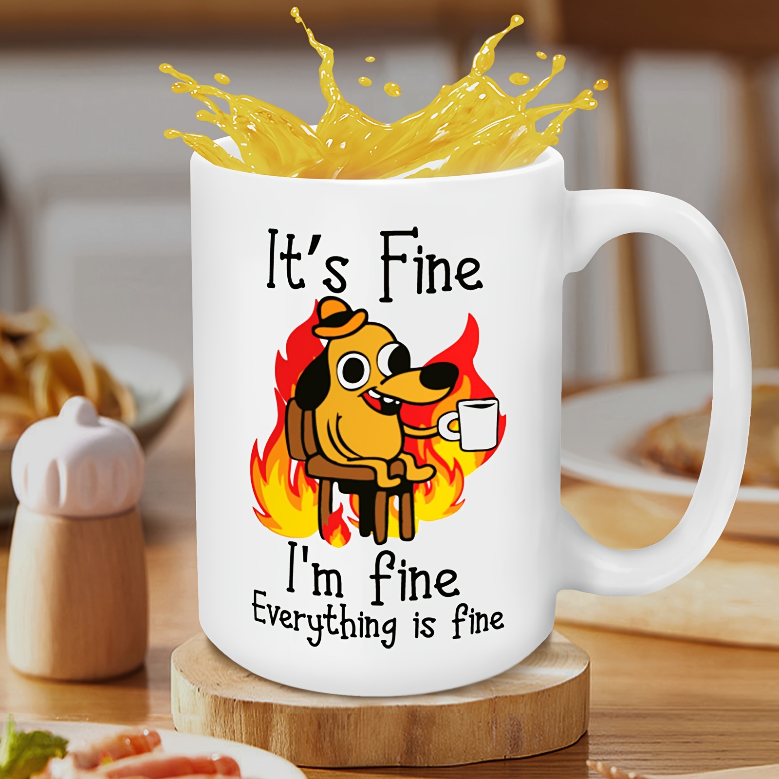 It's Fine I'm Fine Funny Coffee Mug Cartoon Dog Coffee Cup - Temu