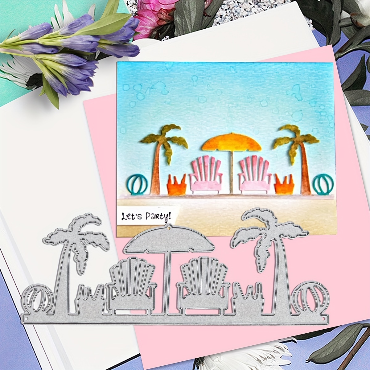 Beach Party Metal Cutting Dies Diy Scrapbooking Card Album - Temu