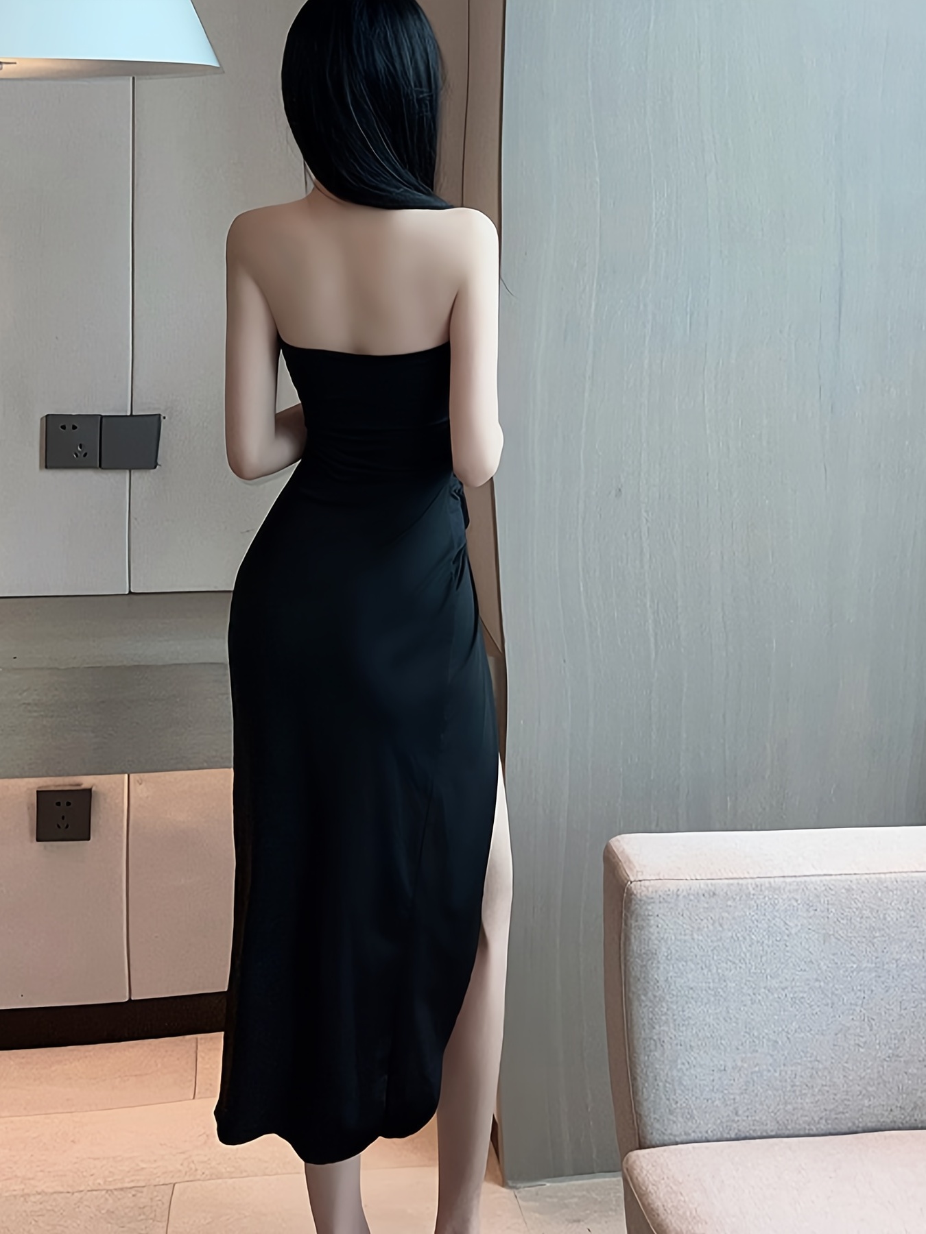 Womens Backless Dress With Side Slit