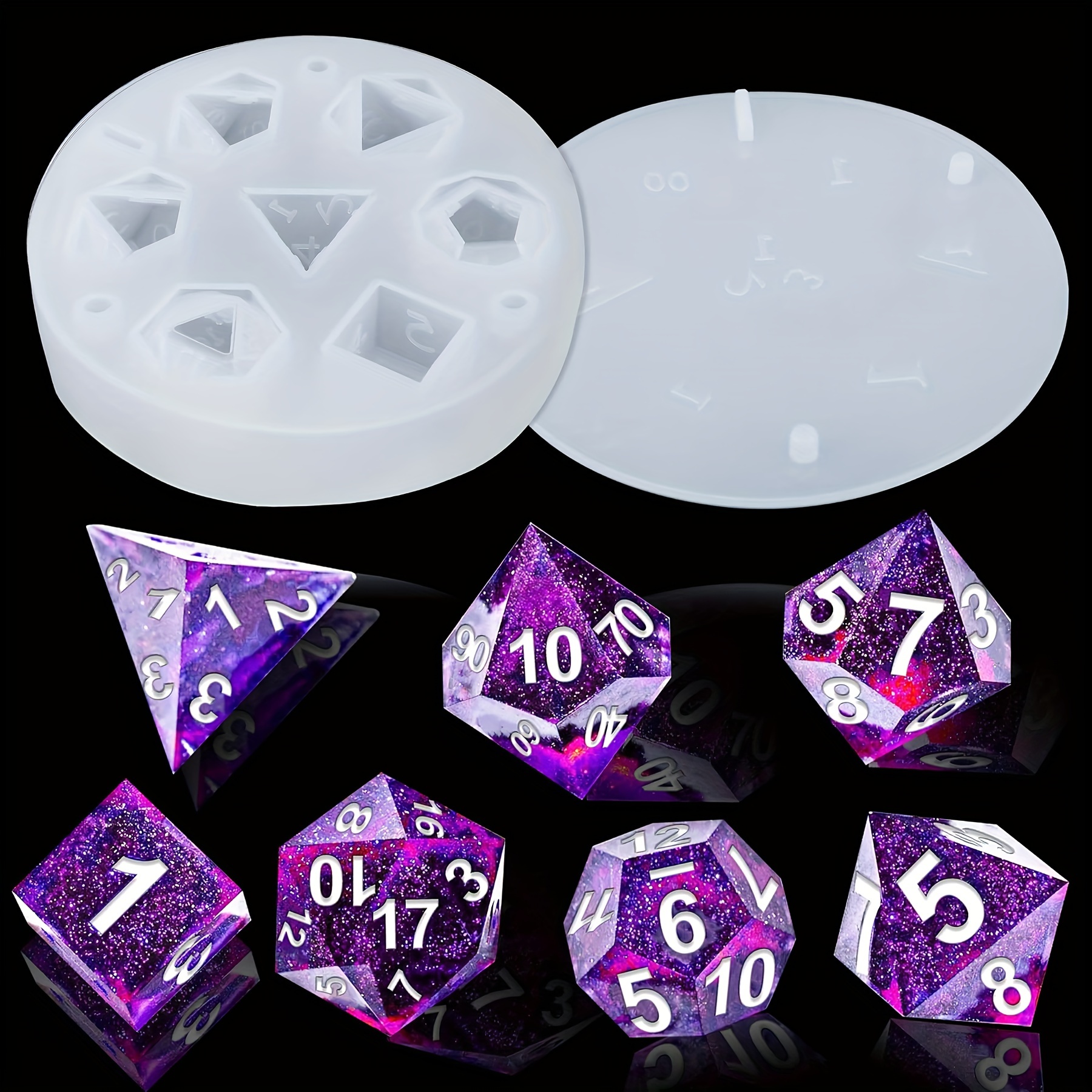 Standard Tabletop Game 7 Dice Mold for UV and Epoxy Resin