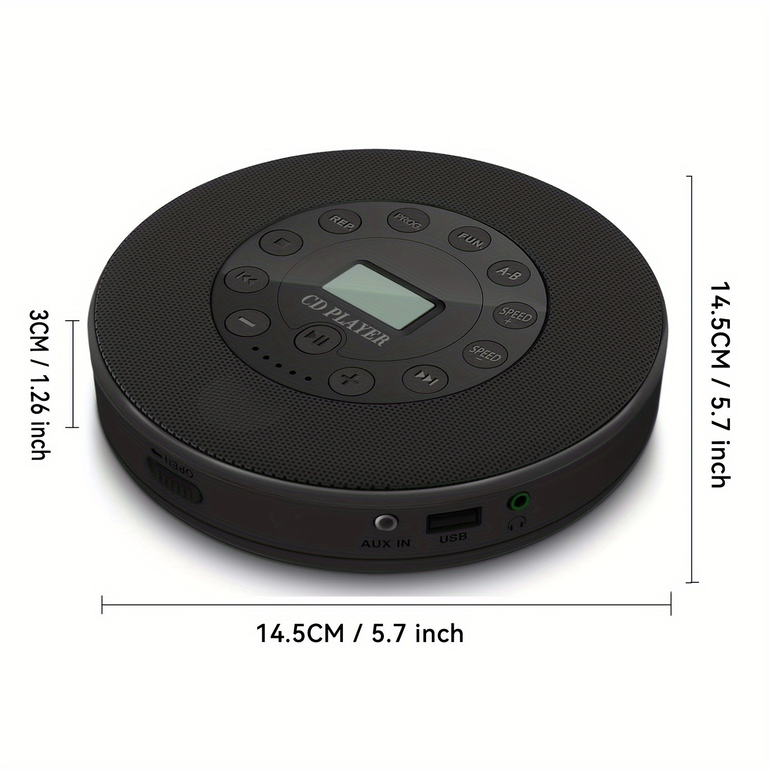 Lecteur CD Portable avec Haut-Parleur Double Stéréo Rechargeable