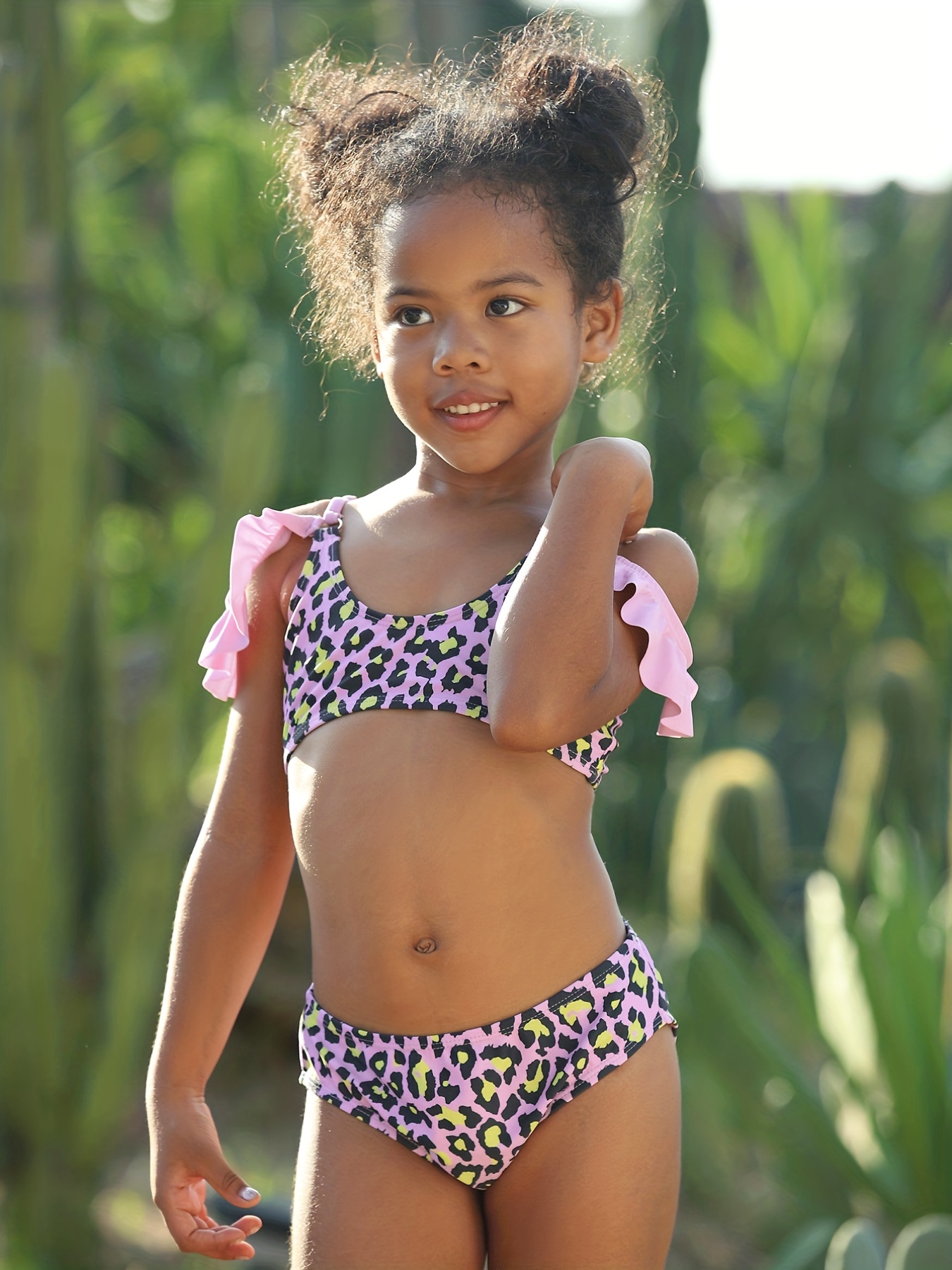 Petite fille maillot de bain enfants maillots de bain pour filles bikini  bicydler nage leopard couverture couvre sur la plage brésilienne de plage  de
