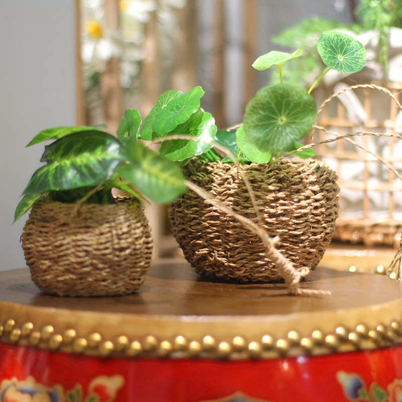 Seagrass Jute Rope Plant Basket Indoor Outdoor Straw Flower - Temu