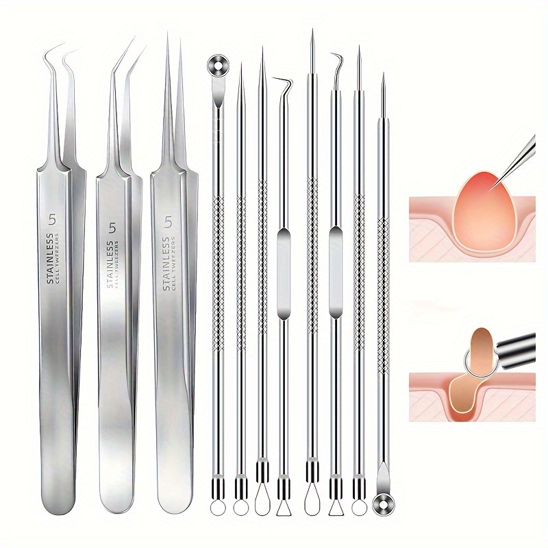 Professional Blackhead Cleaning Pimple Tool, Extractor Acne Cleaning  Tweezers For Blemishs, Whitehead Popping, Zit Cleaning For Nose Face,  Stainless Steel Makeup Tool - Beauty & Health - Temu Canada