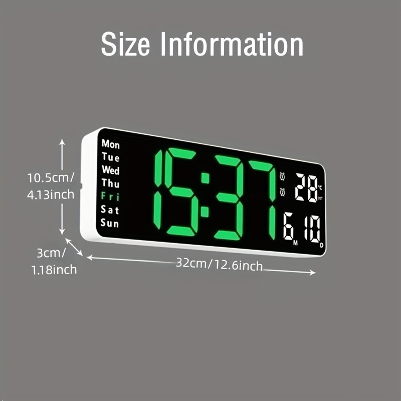 Reloj de pared Digital grande montado en la pared con Control remoto,  temperatura, fecha, memoria de