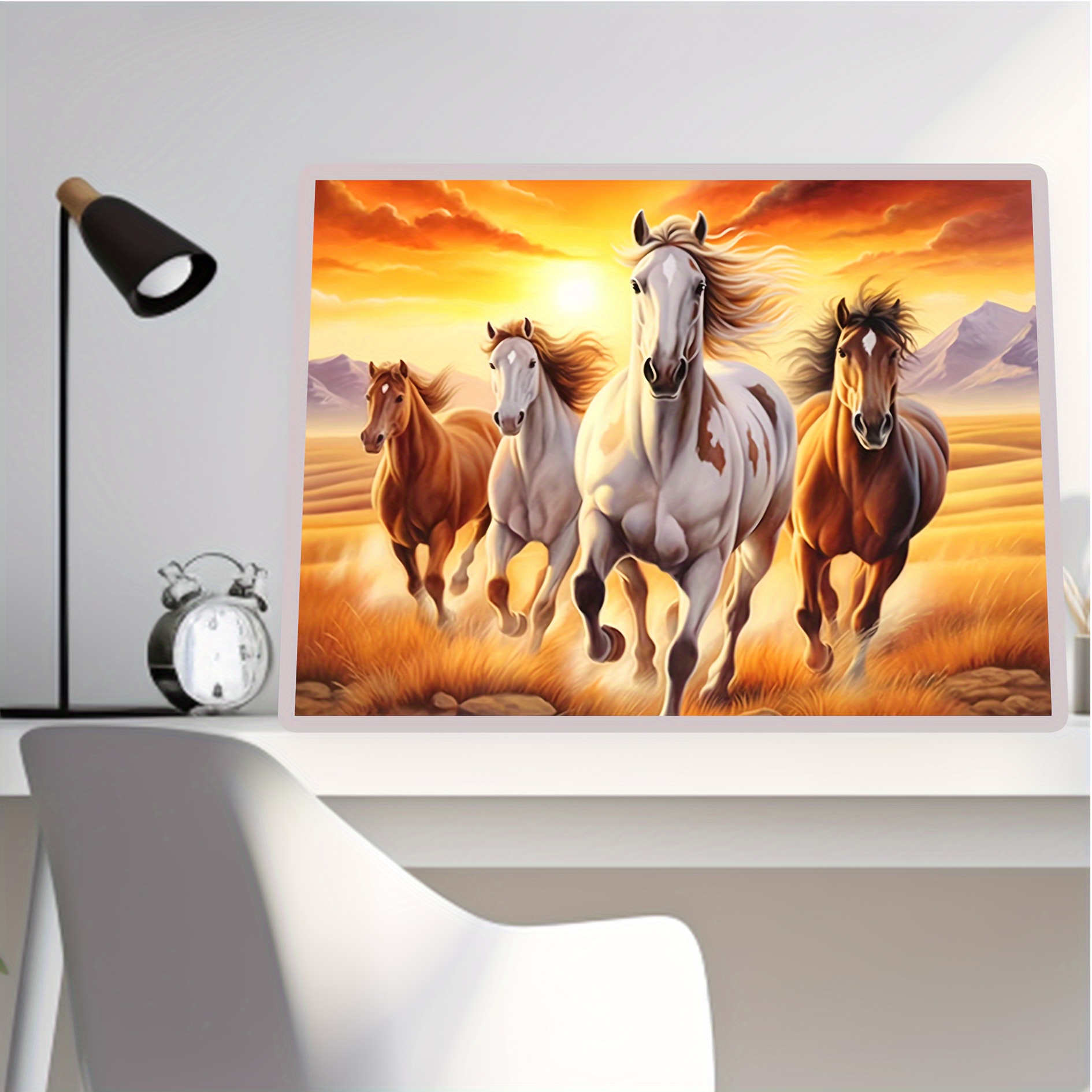 Three Horse Diamond Painting Kit 5d Animal Horse Diy Diamond - Temu