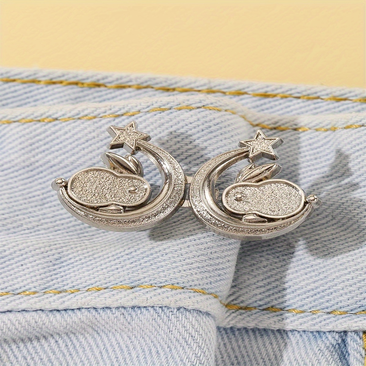 1 Pair Rabbit Moon Buckle Pant Waist Tightener Detachable Waist Buttons  Pins Belts Accessories Pants Clips No Sewing Waistband Tightener