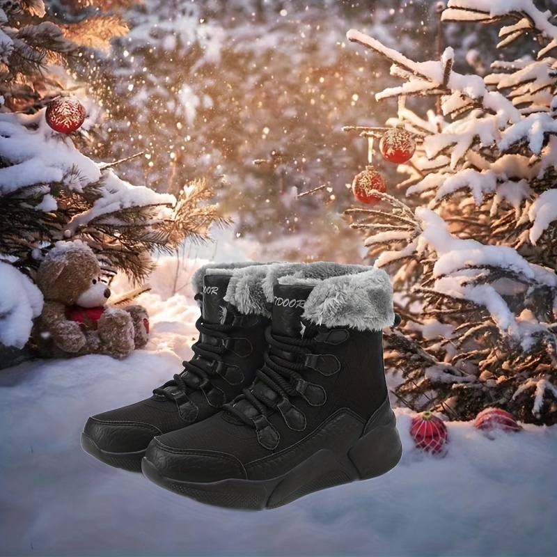 Women's Lace Winter Casual Snow Boots Anti slip Warm Faux - Temu