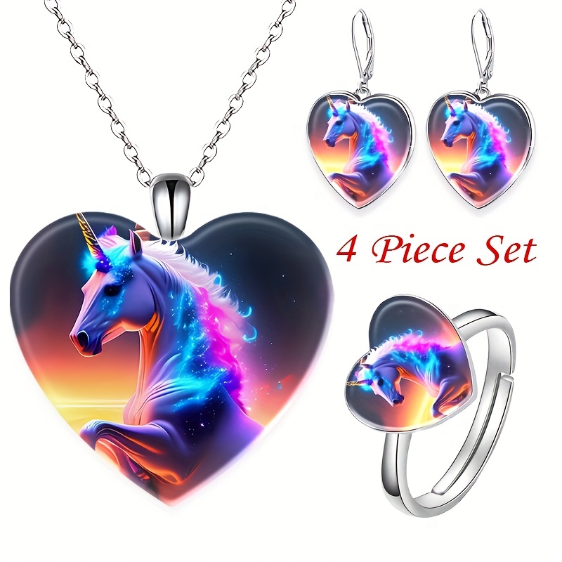 Unicorn Series Jewelry Set Cute Cartoon Unicorn Pendant - Temu