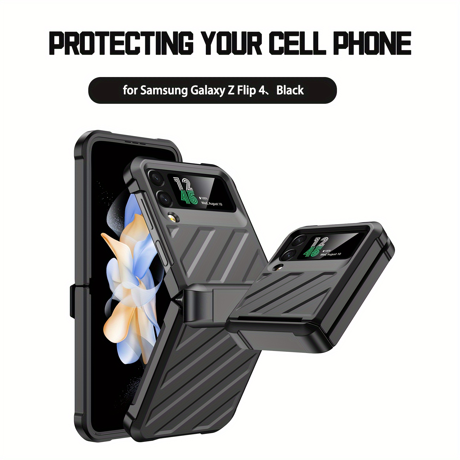 Funda para Samsung Galaxy Z Flip 4 con anillo, ultra fina, transparente, a  prueba de golpes, funda de protección a prueba de golpes para Samsung
