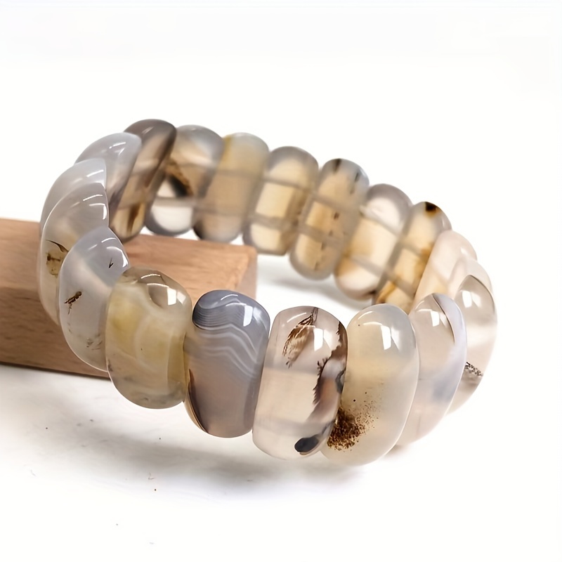 10X25Mm Natural Agate Beaded Bracelets - Colorful Striped Botswana Agate