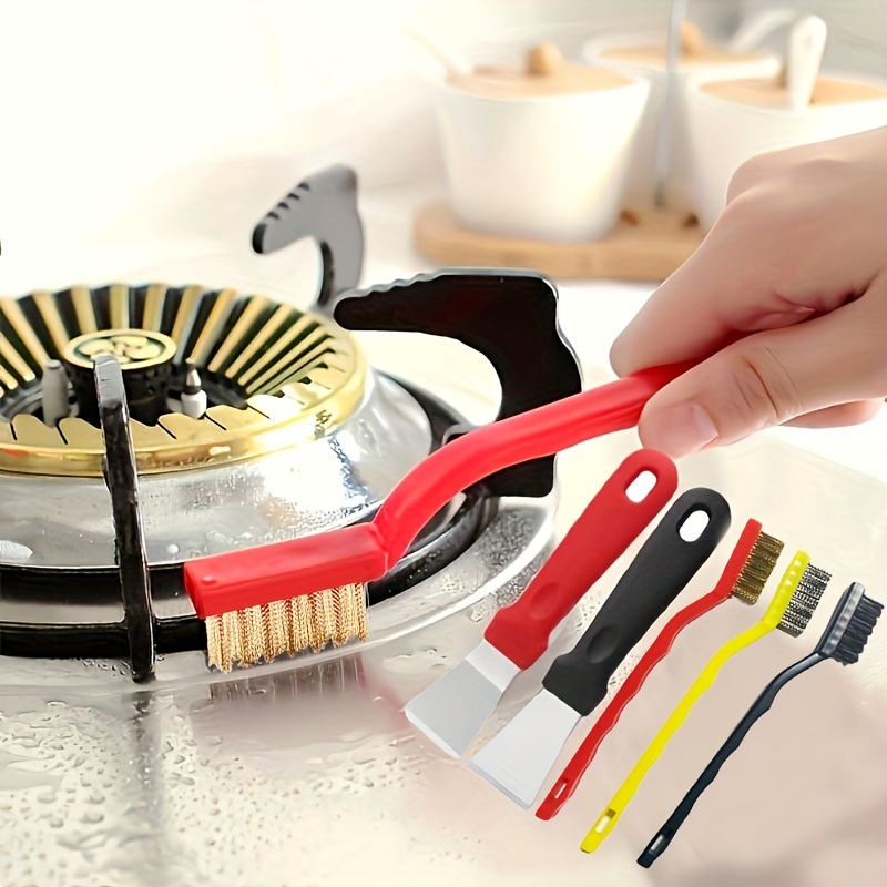 3-piece Gas Stove Cleaning Brush Set, Range Hood Rust Removal Wire Brush,  Faucet Sink Gap Brush