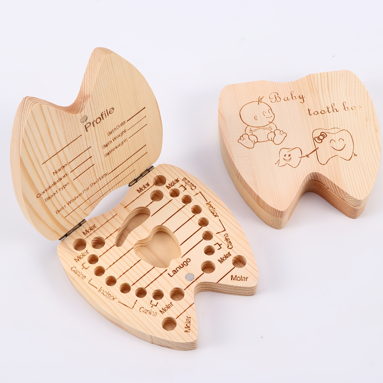 Caja de madera para guardar dientes de leche para bebés, almacenamiento  creativo, Hada de Dientes de madera, regalos para niños - AliExpress