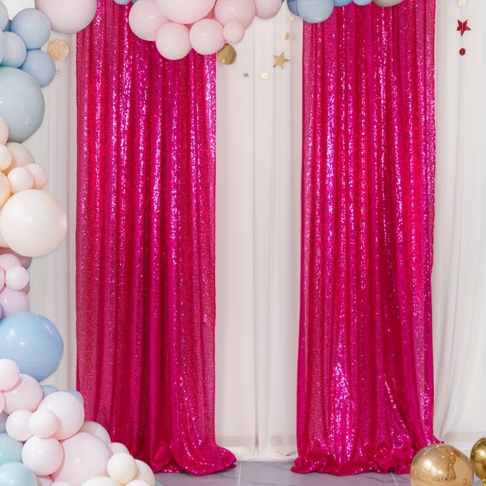 Fringe Backdrop Foil Curtain Backdrop Hot Rose Princess - Temu