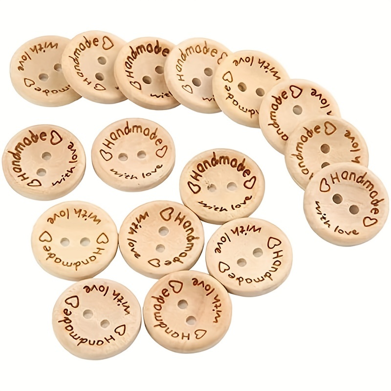  Shapenty Wooden Handmade with Love Buttons 2 Holes