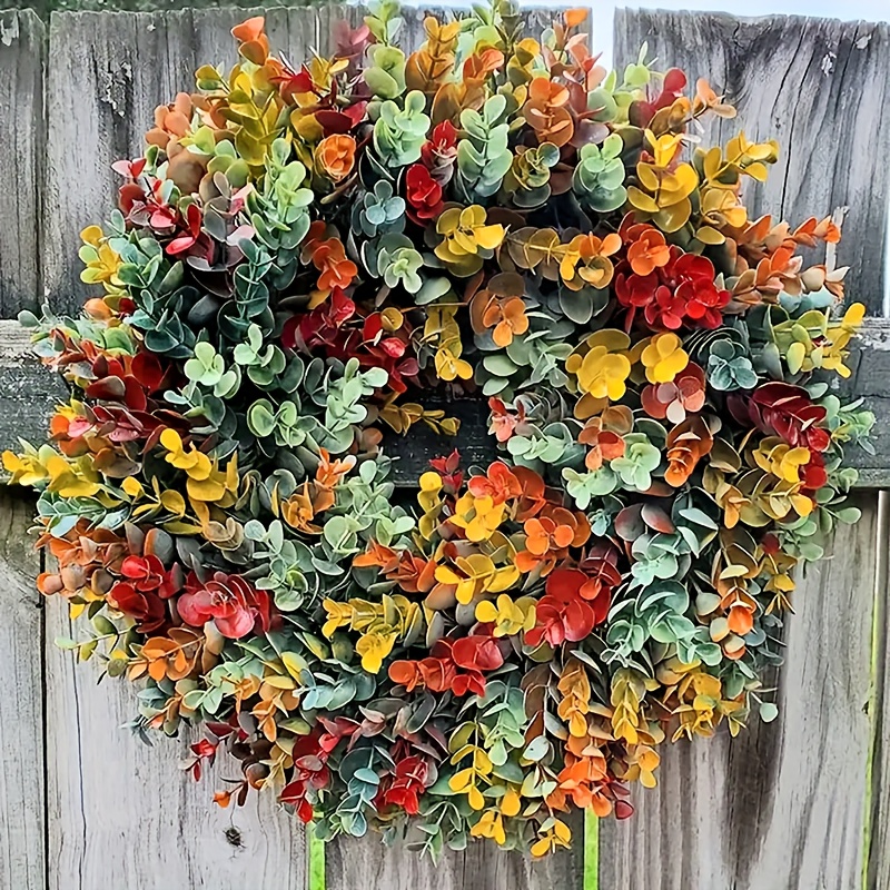 Farmhouse Colorful Cottage Wreath,beautiful Artificial Spring Wreath For  Front Door Indoor Farmhouse Rustic Decor 50cm