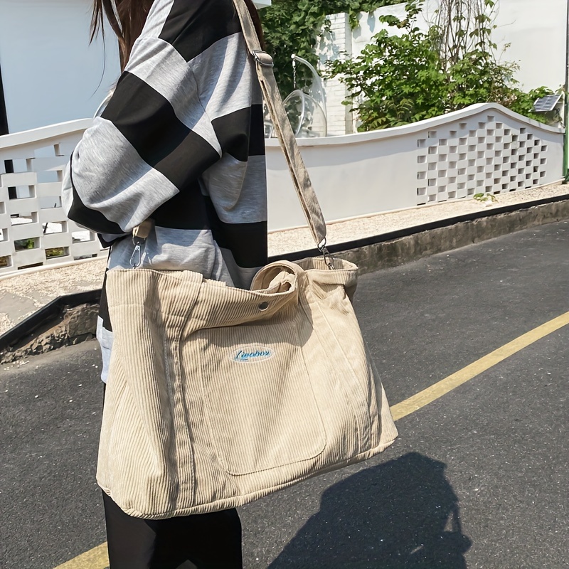 Corduroy Tote Bag Large Capacity All Match School Bag