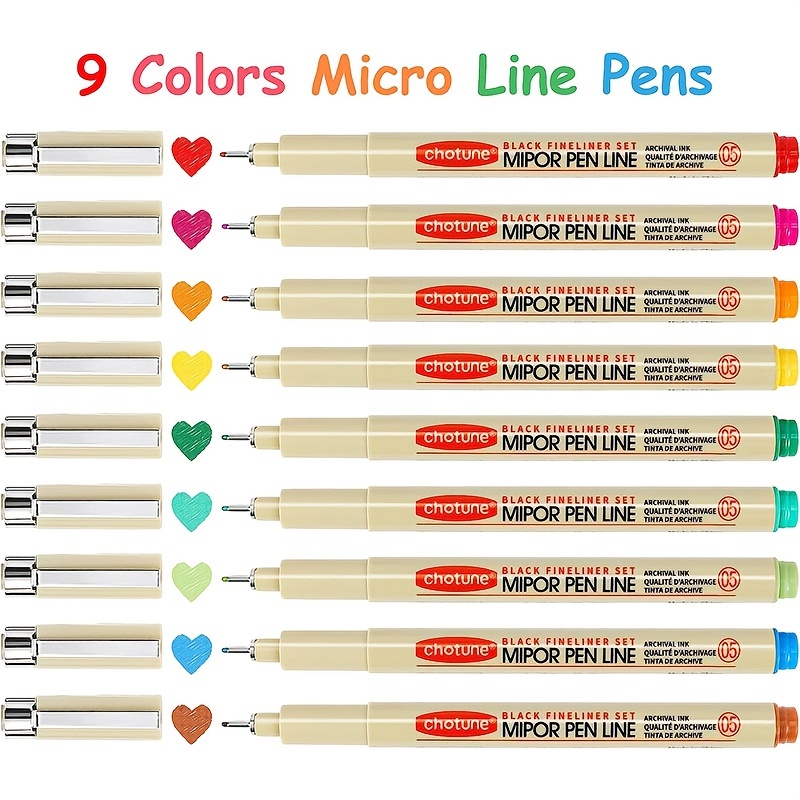 9pcs Felt Tip Pens,drawing Pens,waterproof Pen,art Pens,fineliner  Pens,anime Pens,ink Pens For Drawing,outline Pens,sketching Pens,drawing  Pens For Ar