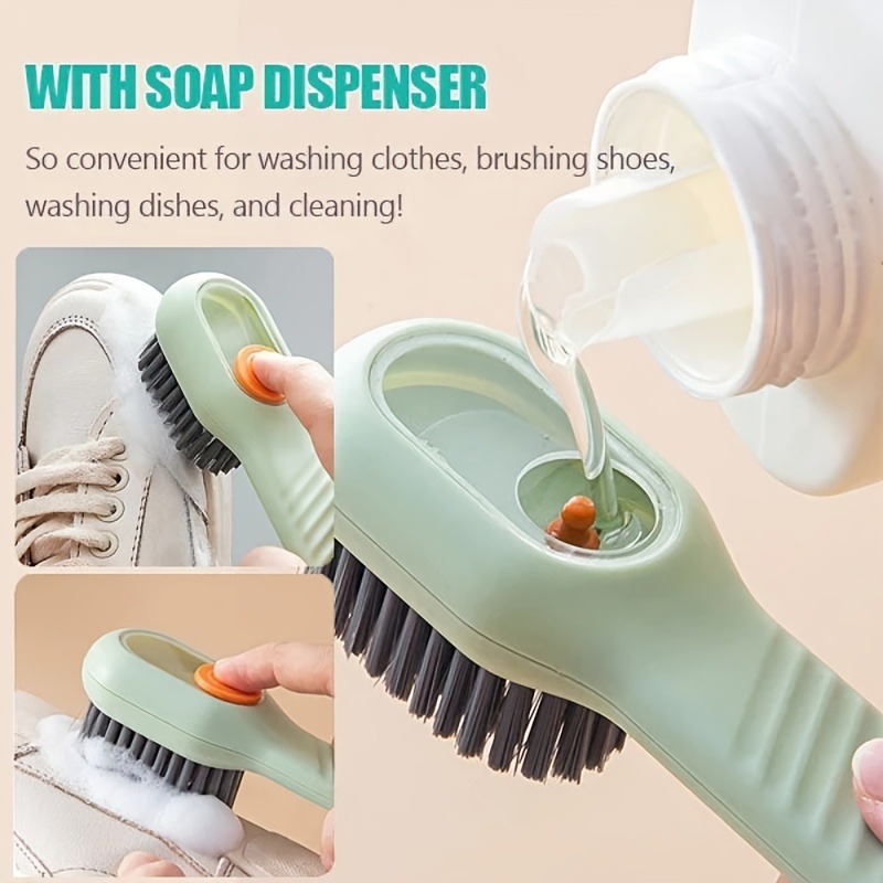 BEO Brosse de nettoyage de chaussures, type de presse de brosse à  chaussures liquide multifonction, brosse de nettoyage de chaussures avec  distributeur de savon domestique