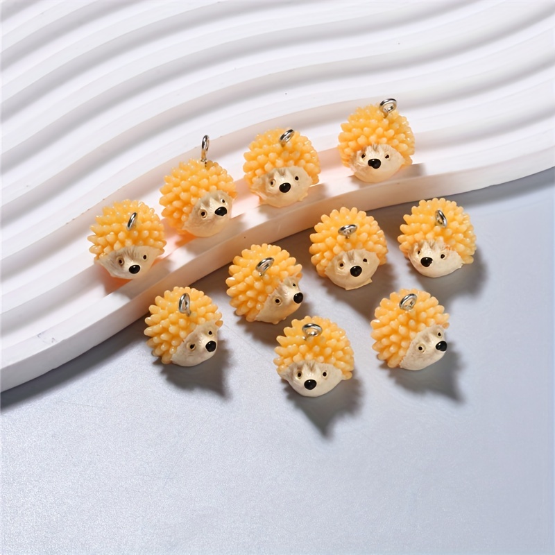 

10pcs Cute Yellow Hedgehog Resin Acrylic Pendants For Earrings Necklaces Bracelets Diy Jewelry Making Craft Supplies