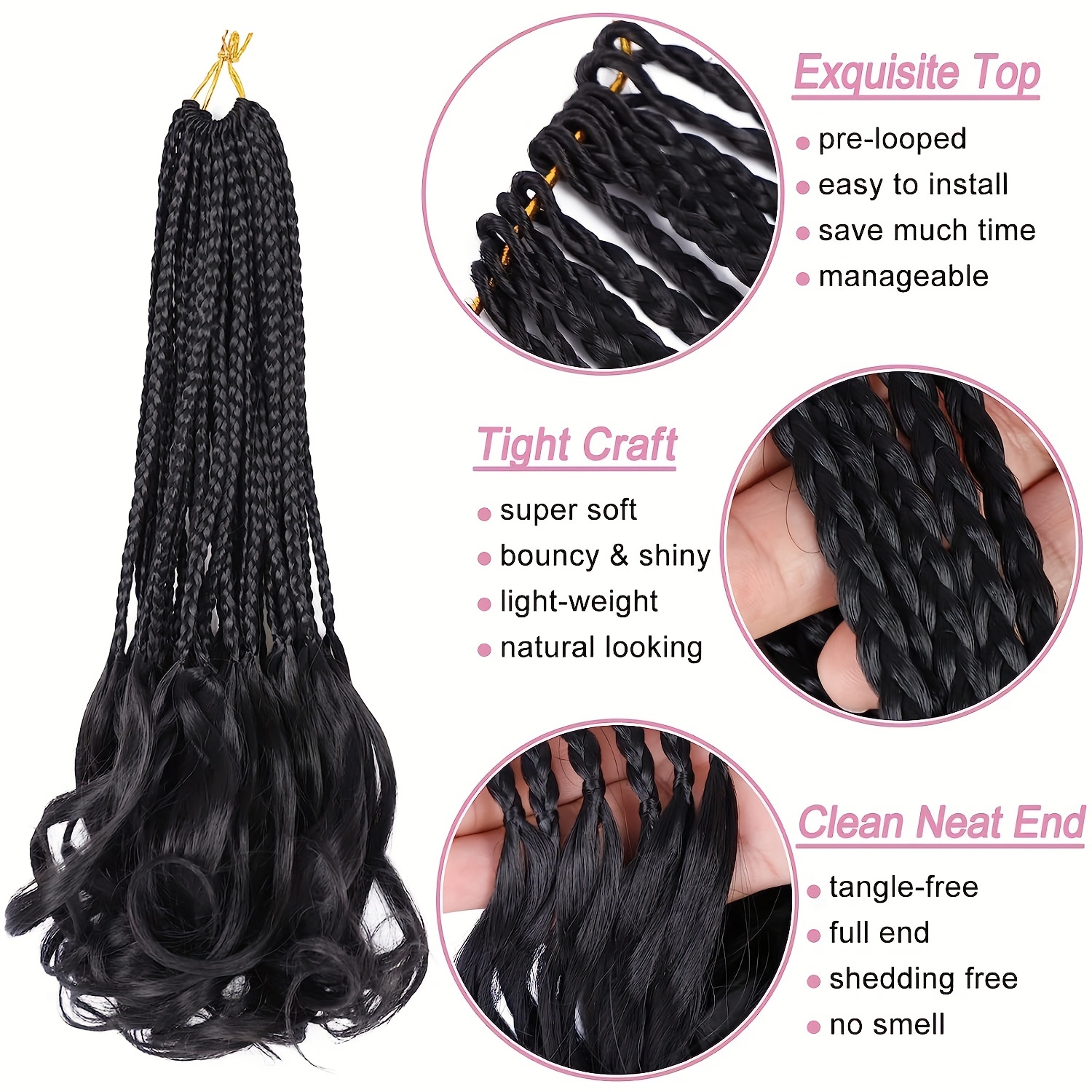 Soft Bouncy French Curly Braids For Goddess Box Braid And Crochet