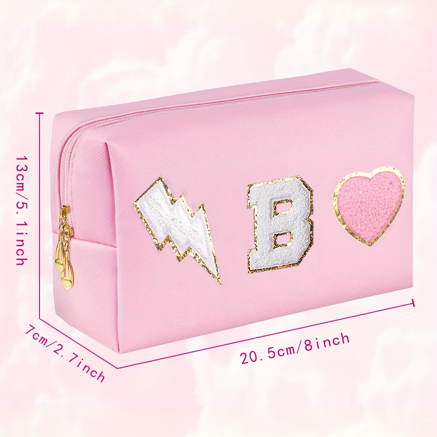 Initial Letter Patch Makeup Bag Preppy Cosmetic Stuff Make Up