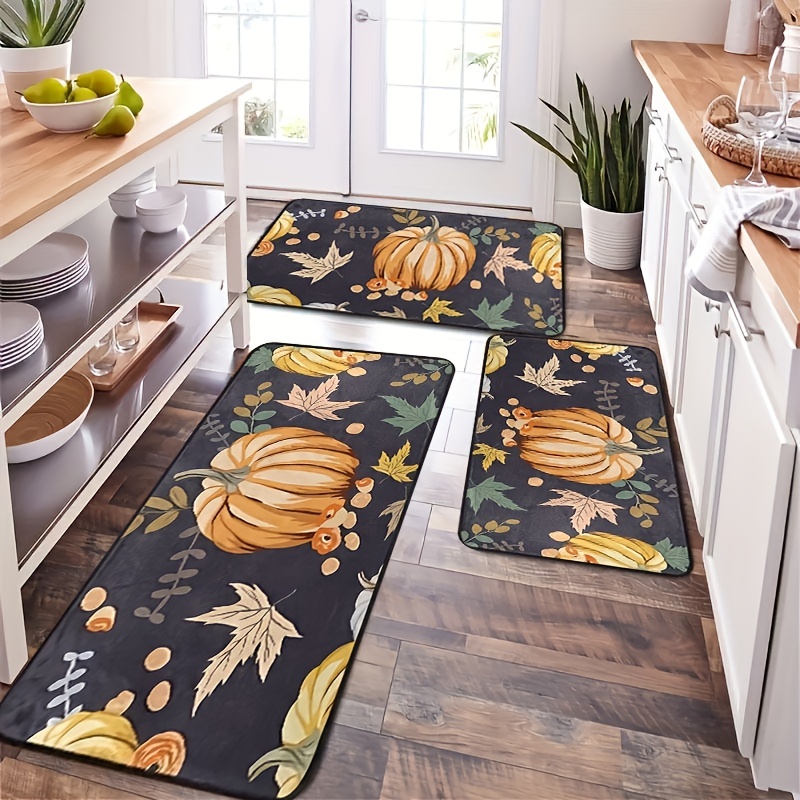 Fall Pumpkin Print Floor Mat Thanksgiving Harvest Kitchen - Temu