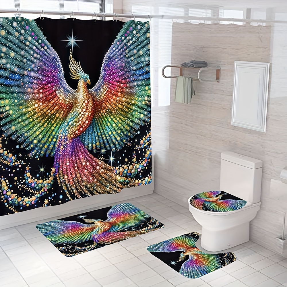 Phoenix Shower Curtain Set Colorful Waterproof Shower - Temu