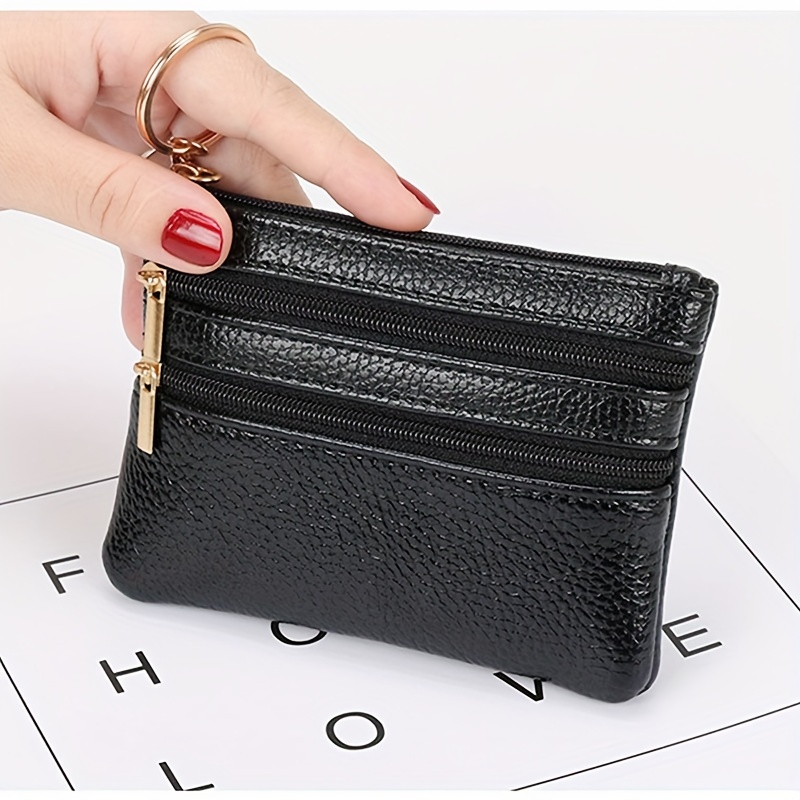 Genuine Leather Credit Card Holder, Fashion Short Coin Purse, Women's  Clutch & Zipper Wallet - Temu