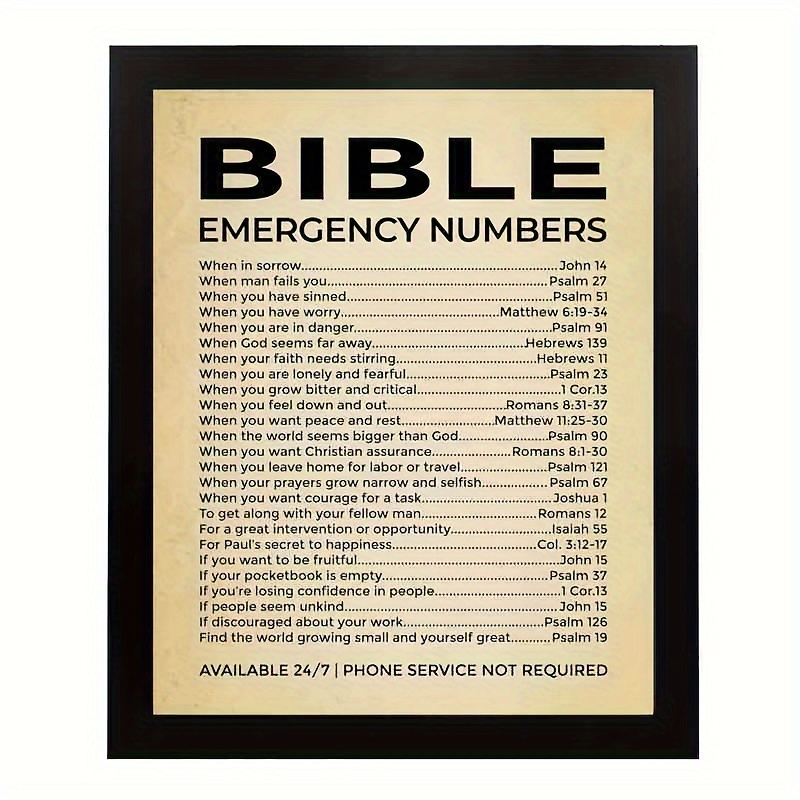 Bible Emergency Numbers - Christian Wall Decor Print, This Bible ...