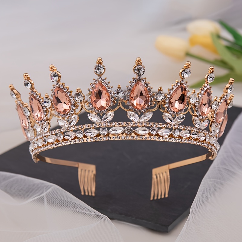 Couronne de princesse de cristal pour les filles, couronne d'anniversaire  d'enfants en or