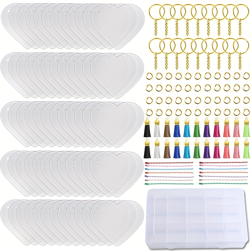 Clear Acrylic Keychain Blanks Box Set Diy Sublimation Crafts - Temu