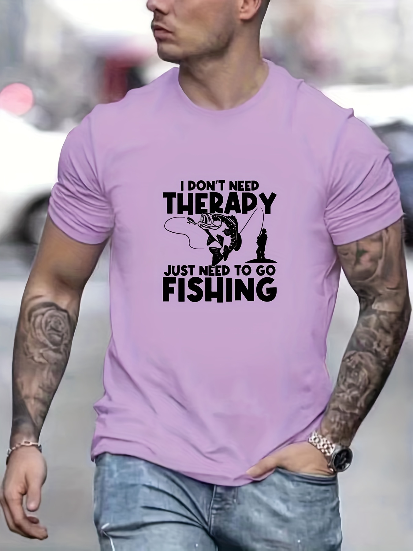 Funny Fishing Man Missed Call Pattern Print Men's T shirt - Temu Canada