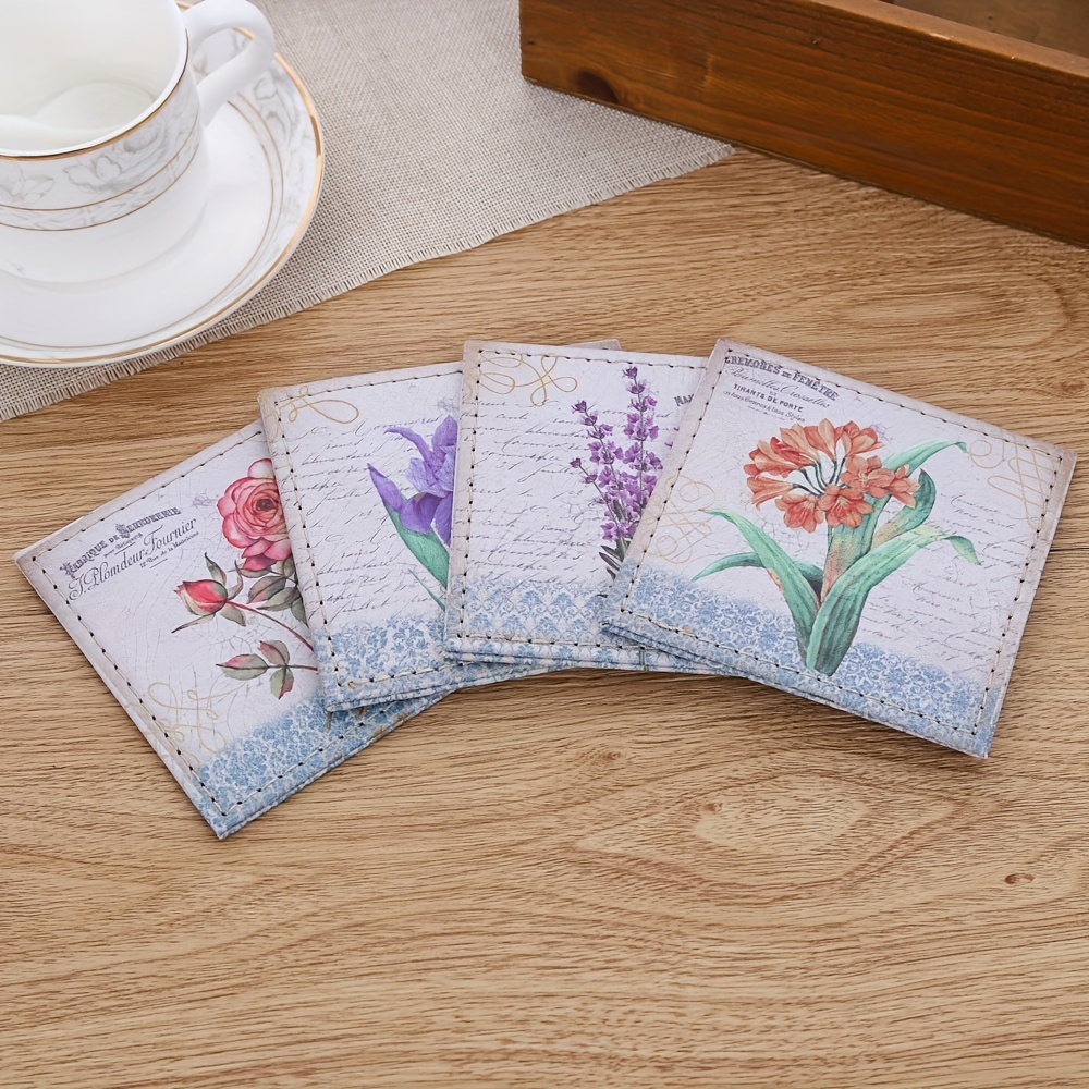 Coasters Faux Leather Square Coasters Waterproof And Heat - Temu