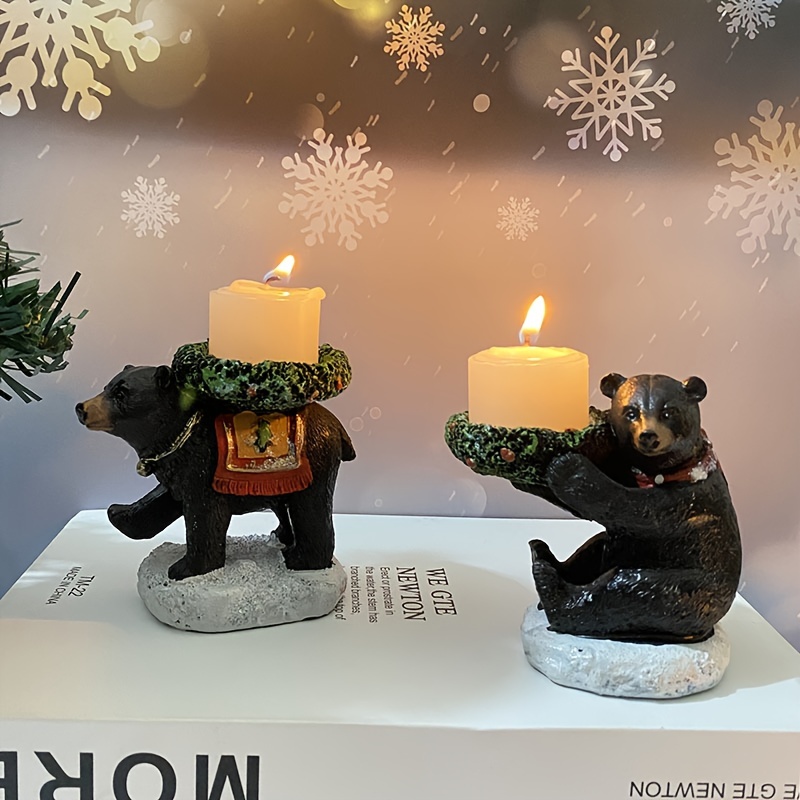 Black Bear Candlestick Ornament Resin Vintage Candle Cup - Temu