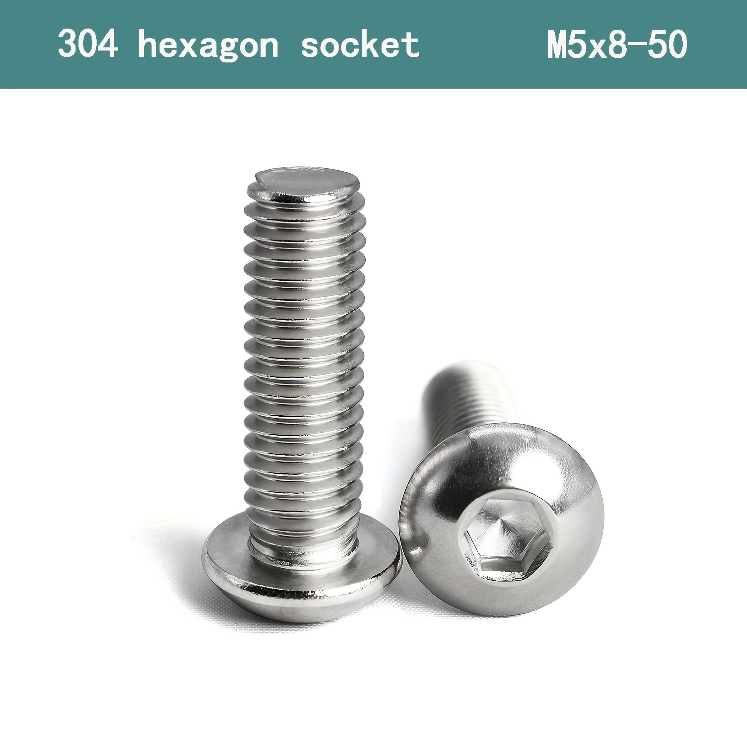 50 tornillos de cabeza de botón M3 x 0.315 in, tornillos de cabeza  hexagonal Allen de acero inoxidable 304