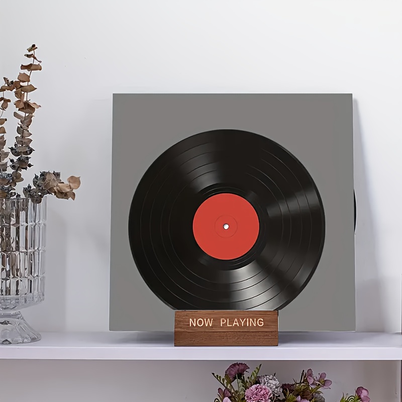 KELIFANG Now Playing - Soporte para discos de vinilo, pantalla de discos LP  con diseño 3D hecho a mano, soportes de almacenamiento de madera vintage