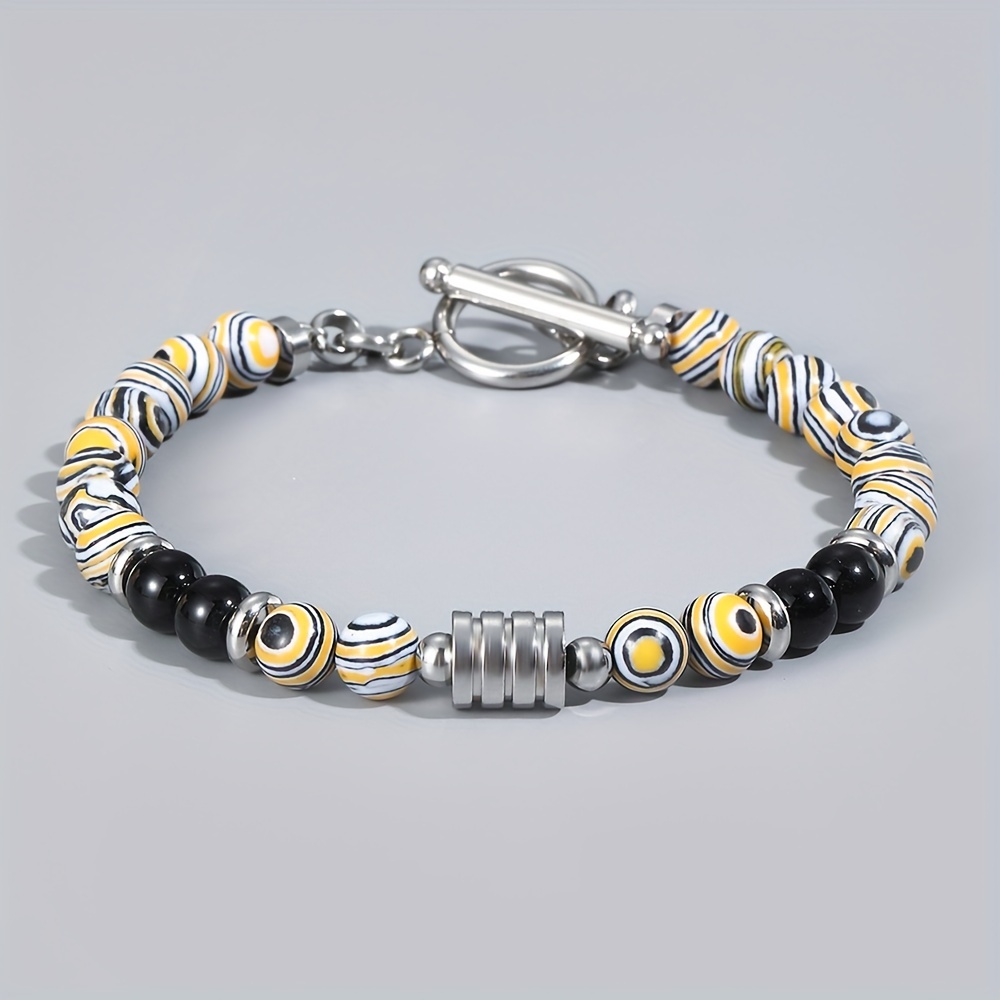 Men's Stainless Steel Beaded Bracelet