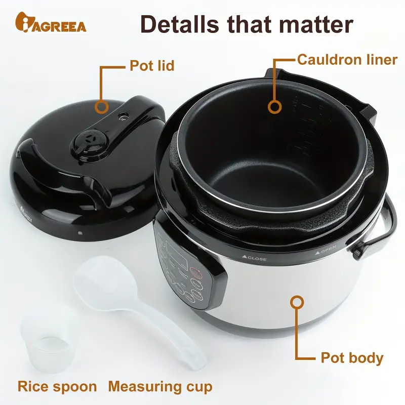 IAGREEA Rice Cooker 4 Cups Uncooked Fast Electric Pressure Cooker Portable MultiCooker With 8 Menu Settings For White Brown Rice Oatmeal And More Nonstick LnnerPo Rice Grain Cooker And Food Steamer Digital Cool Touch 24 hour Appointment details 5